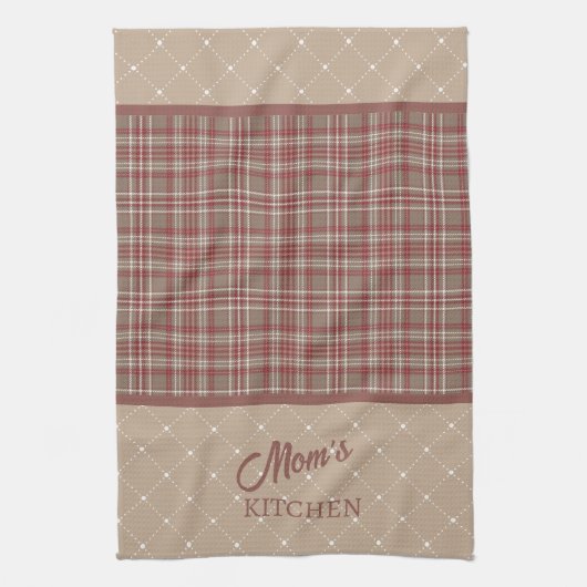 Rustic Cranberry, Dark Tan & White Plaid Geschirrtuch (Vertikal)