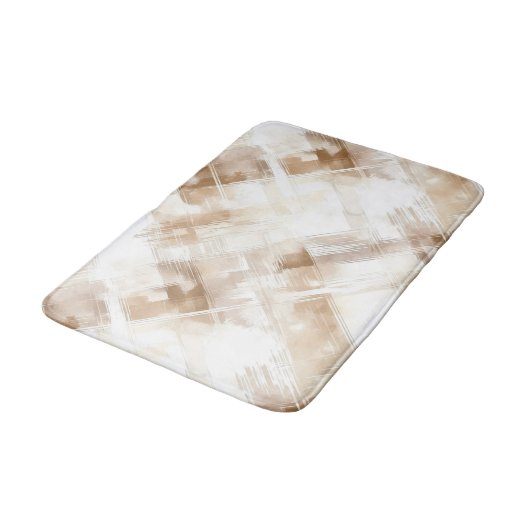Rustic Cream Brown Stripes Birthday Badematte (Schrägansicht)