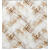 Rustic Cream Brown Stripes Birthday Duschvorhang (Vorderseite)