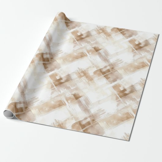 Rustic Cream Brown Stripes Birthday Geschenkpapier (Ungerollt)