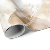 Rustic Cream Brown Stripes Birthday Geschenkpapier (Rolleneckpunkt)