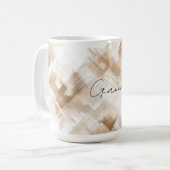 Rustic Cream Brown Stripes Bridal Shower Kaffeetasse (Vorderseite Links)