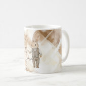 Rustic Cream Brown Stripes Bunny Rabbits Love Kaffeetasse (VorderseiteRechts)