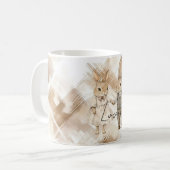 Rustic Cream Brown Stripes Bunny Rabbits Love Kaffeetasse (Vorderseite Links)