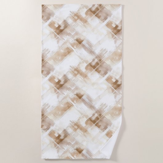 Rustic Cream Brown Stripes Strandtuch (Vorderseite)