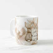 Rustic Cream Brown Stripes Three Bunny Rabbits Kaffeetasse (Vorderseite Links)