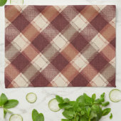 Rustic Cream Orange Rust Red Plaid Pattern Geschirrtuch (Gefaltet)