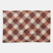 Rustic Cream Orange Rust Red Plaid Pattern Geschirrtuch (Horizontal)