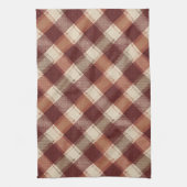 Rustic Cream Orange Rust Red Plaid Pattern Geschirrtuch (Vertikal)