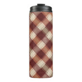 Rustic Cream Orange Rust Red Plaid Pattern Thermosbecher (Vorderseite)