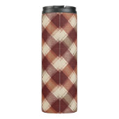 Rustic Cream Orange Rust Red Plaid Pattern Thermosbecher (Rückseite)