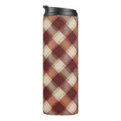 Rustic Cream Orange Rust Red Plaid Pattern Thermosbecher (Nach rechts gedreht)