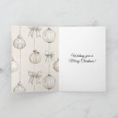 Rustic Cream Snowflakes Ornaments Christmas Karte (Innenseite)