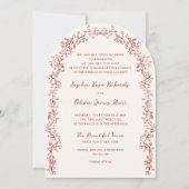 Rustic Crimson Vintage Floral Arch Wedding Einladung (Vorderseite)