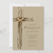 Rustic Cross Communion Einladung (Vorderseite)