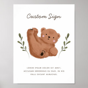 Rustic Cub Bear Baby Dusche Maßgeschneidertes Zeic Poster