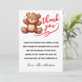 Rustic Cub Bear Boy Baby Dusche Vielen Dank Dankeskarte (Stehend Vorderseite)