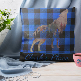 Rustic Custom Blue Buffalo Kariert Wolf Wilderness Kissen