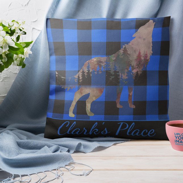 Rustic Custom Blue Buffalo Kariert Wolf Wilderness Kissen (Von Creator hochgeladen)