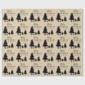 Rustic Custom Brown Black Tree Frohe Weihnachten Geschenkpapier (Flach)