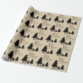 Rustic Custom Brown Black Tree Frohe Weihnachten Geschenkpapier (Ungerollt)