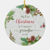 Rustic Custom Foto New Opa 1. Weihnachten Keramik Ornament (Hinten)