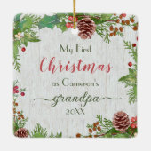 Rustic Custom Foto New Opa 1. Weihnachten Keramikornament (Rückseite)