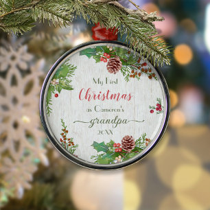 Rustic Custom Foto New Opa 1. Weihnachten Ornament Aus Metall