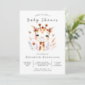 Rustic Custom Giraffe Baby Dusche Einladung (Stehend Vorderseite)