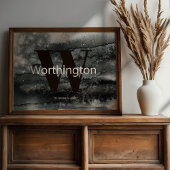 Rustic Custom Last Name Farmhouse Watercolor Poster