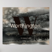 Rustic Custom Last Name Farmhouse Watercolor Poster (Vorne)