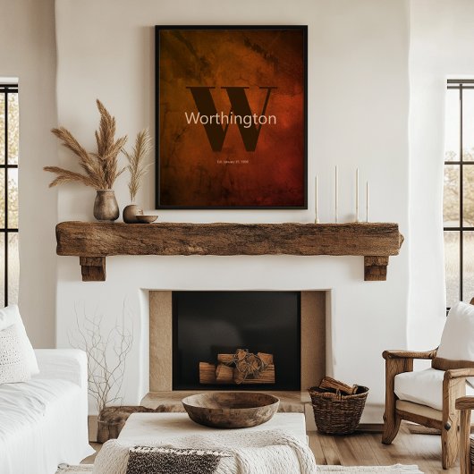 Rustic Custom Last Name Western Farmhouse Poster