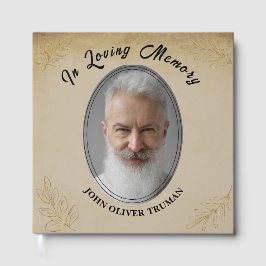 Rustic Custom Text Photo Memorial Funeral Leaves Gästebuch