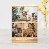 Rustic Custom Three Photo Collage Christmas Card Karte (Gelbe Blume)