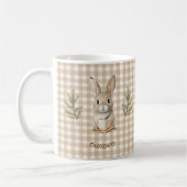 Rustic Cute Rabbit Brown Gingham Personalized Kaffeetasse (Links)