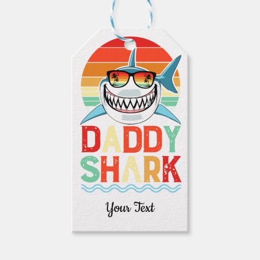 Rustic Daddy Shark Vathers Day Geschenkanhänger (Vorderseite)