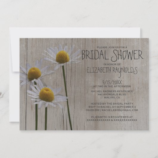 Rustic Daisies Bridal Shower Einladungen (Vorderseite)