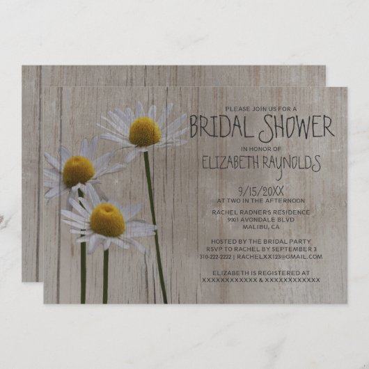 Rustic Daisies Bridal Shower Einladungen (Vorne/Hinten)
