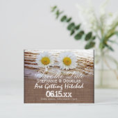 Rustic Daisies Burlap Save the Date Postkarten (Stehend Vorderseite)