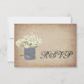 Rustic Daisies Double Hearts Wedding RSVP Cards Karte (Rückseite)