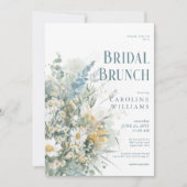Rustic Daisies & Dusty Blue Floral Bridal Brunch Einladung (Vorderseite)