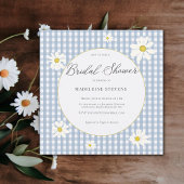 Rustic Daisies Dusty Blue Gingham Brautparty Einladung