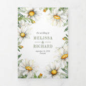 Rustic Daisies Floral Mason Jar QR Code Wedding Dreifach Gefaltete Einladung (Cover)