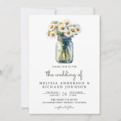 Rustic Daisies Floral Mason Jar QR Code Wedding Einladung (Vorderseite)