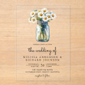 Rustic Daisies Floral Mason Jar Wedding Acryleinladungen (Vorderseite)