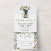 Rustic Daisies Floral Mason Jar Wedding All In One Einladung (Innen Boden)