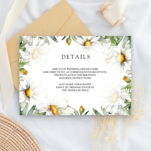 Rustic Daisies Floral Wedding Details Begleitkarte