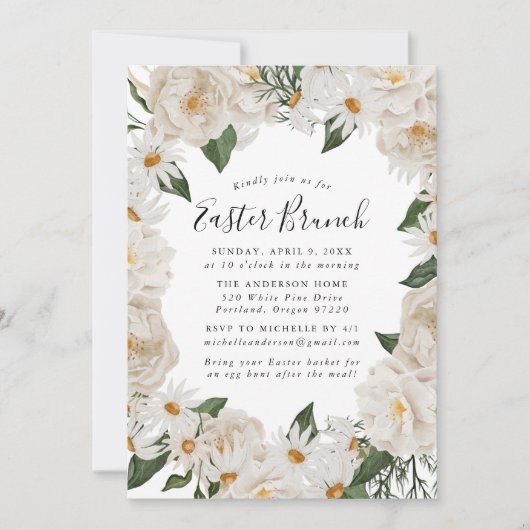 Rustic Daisis Osterbrunch Einladung (Vorderseite)