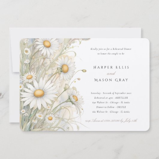 Rustic Daisis Probe Dinner Einladung (Vorderseite)