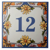Rustic Daisy Blume Custom House Number Signature P Fliese (Vorderseite)